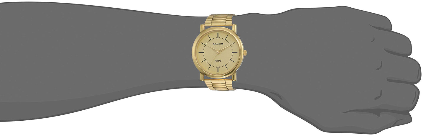 Sonata Analog Champagne Dial Men's Watch-NN77049YM01/NP77049YM01