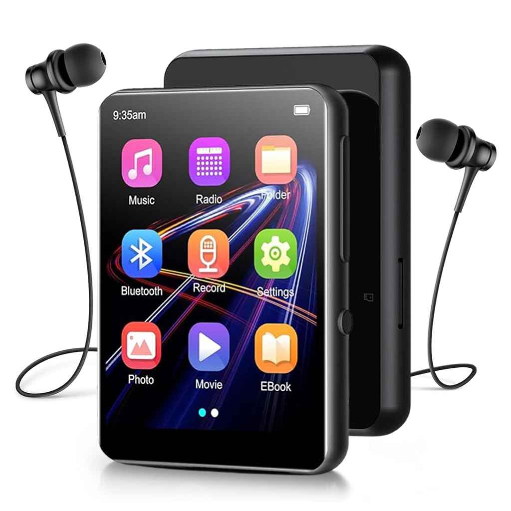 AUDIOCULAR M31 32GB Portable Mp3 Music Player with Bluetooth, 2.4” LCD Touch Screen, Video Playback, Built-in Speaker, Voice Recording Function Mini HiFi Lossless Digital Audio Player (32GB - Black)