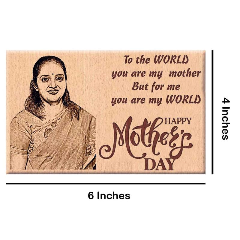 Incredible Gifts India Personalized Engraved Wooden Happy Mothers Day Photo Frame Gift for Mom (6×4 Inches, Wood), Tabletop