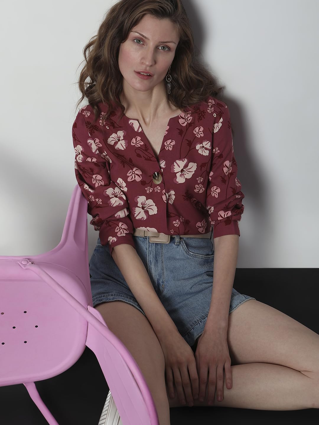 VERO MODA Women's Solid Regular Fit T-Shirt