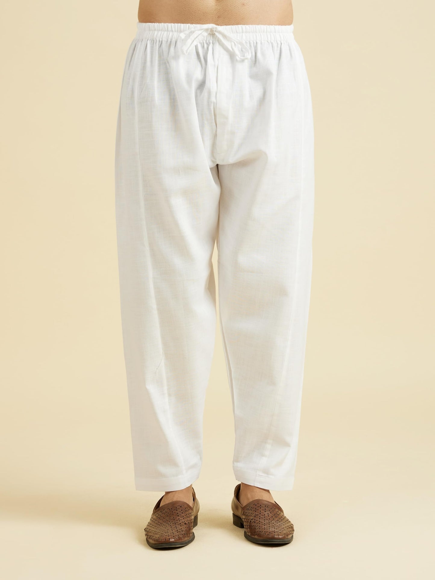 Manyavar Men's Cotton Solid Pathani Kurta Salwar Set (White,XXL)