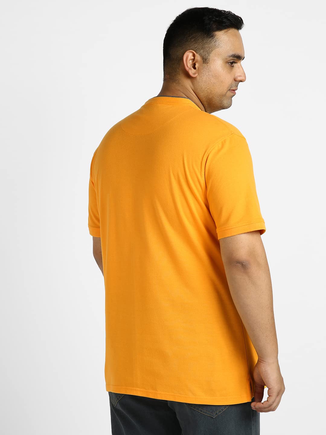Urbano Plus Men's Yellow Solid Regular Fit Half Sleeve Cotton Polo T-Shirt with Mandarin Collar (pluspolosolmanp-035-bryel-2xl)
