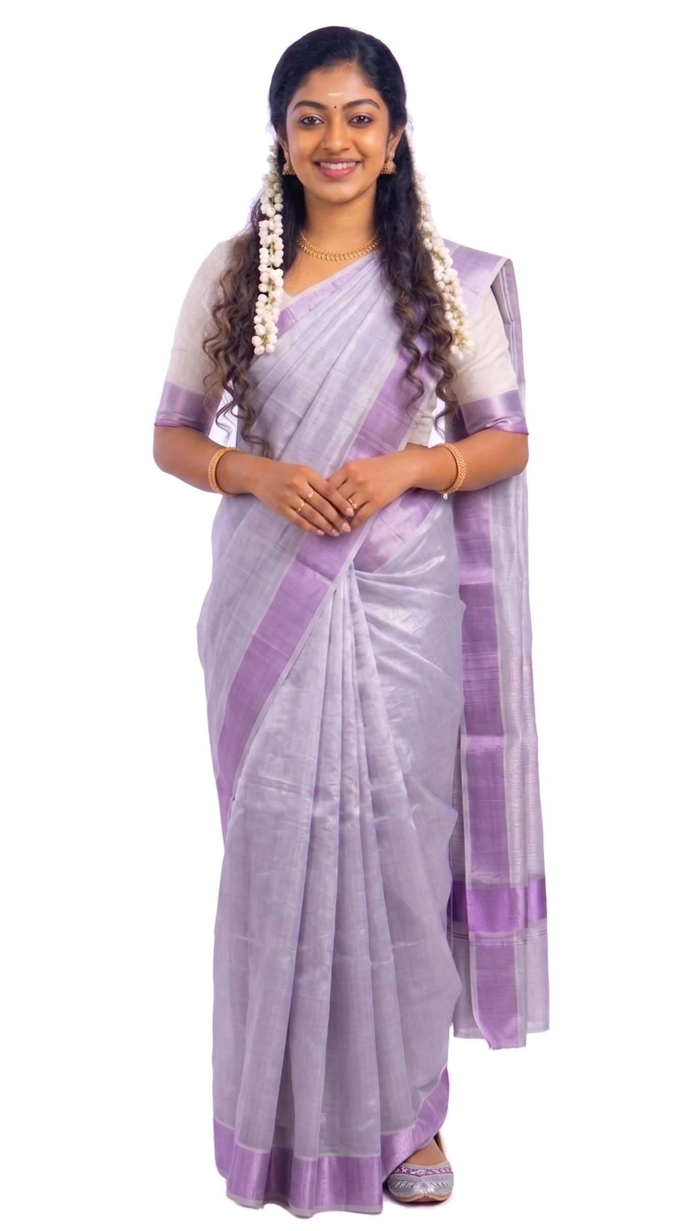 YETTALAN® Kerala Traditional Tissue Saree for Women with Running Blouse | South Indian Ethnic Saree for Weddings Onam Vishu Temple Wear & Festivals (Rose Copper Tissue)