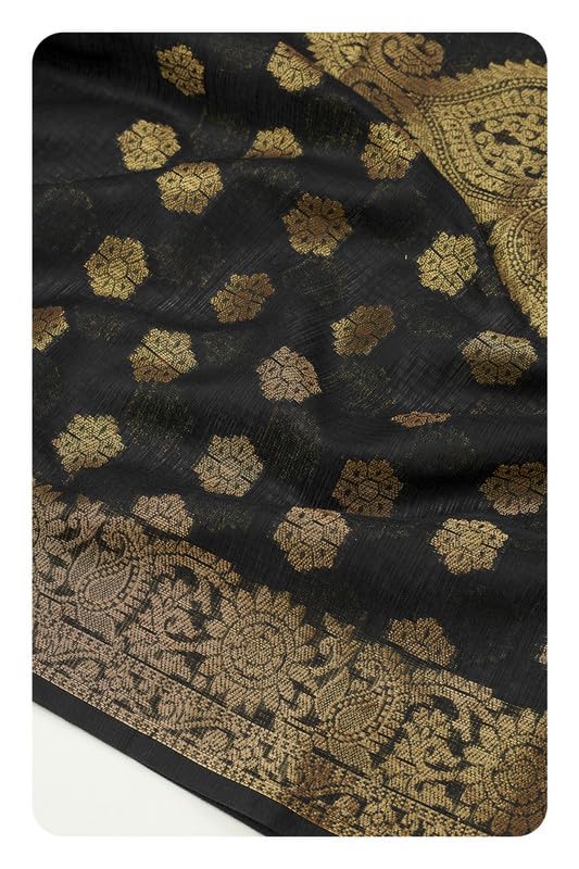 Soch Womens Black Polyester Zari Woven Dupatta
