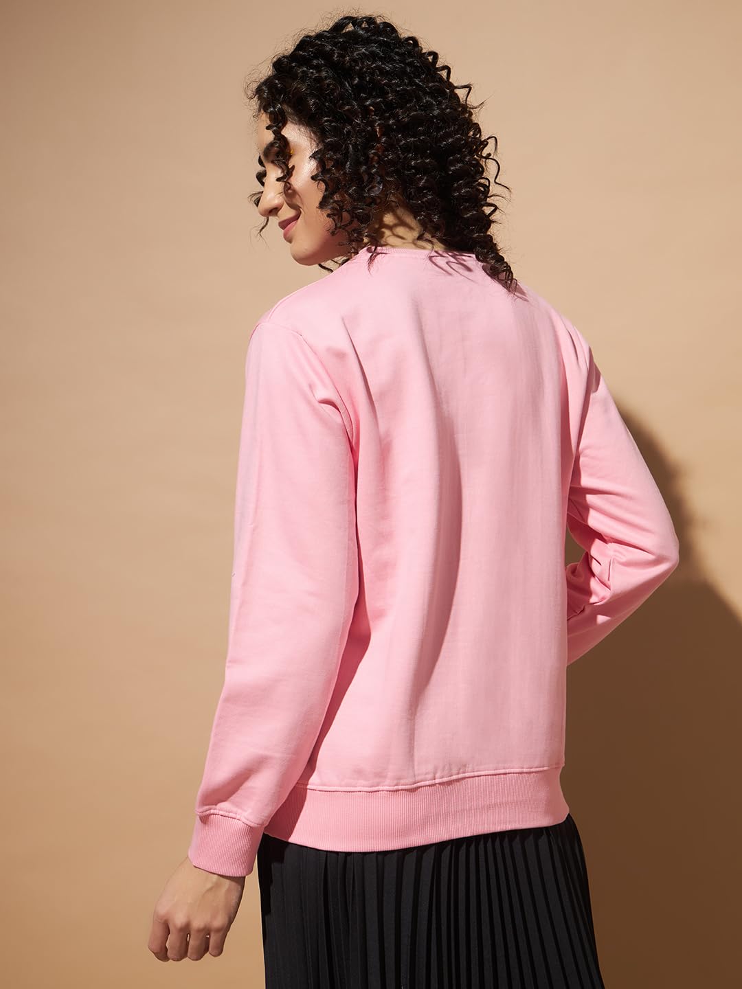 THE DRY STATE Women's Round Neck Loose Fit Sweatshirt with Graphic Print at Front