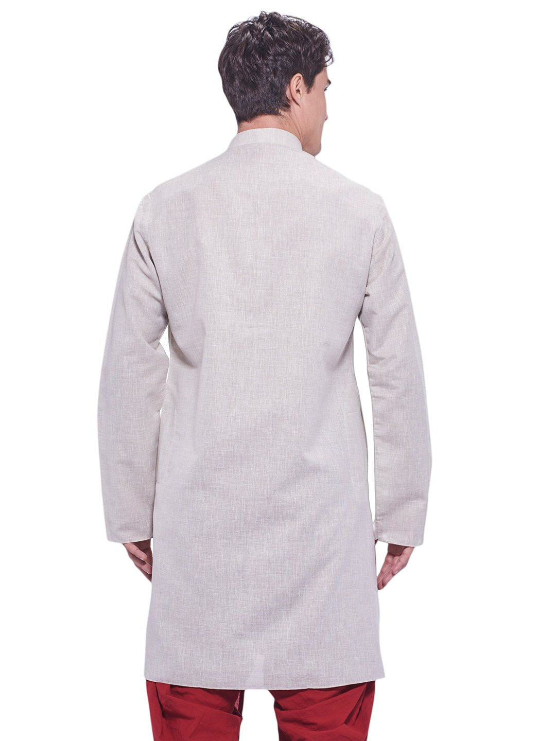 Manyavar Men's Full Sleeve Blended Kurta, Off-White - Medium (ML11812-304)
