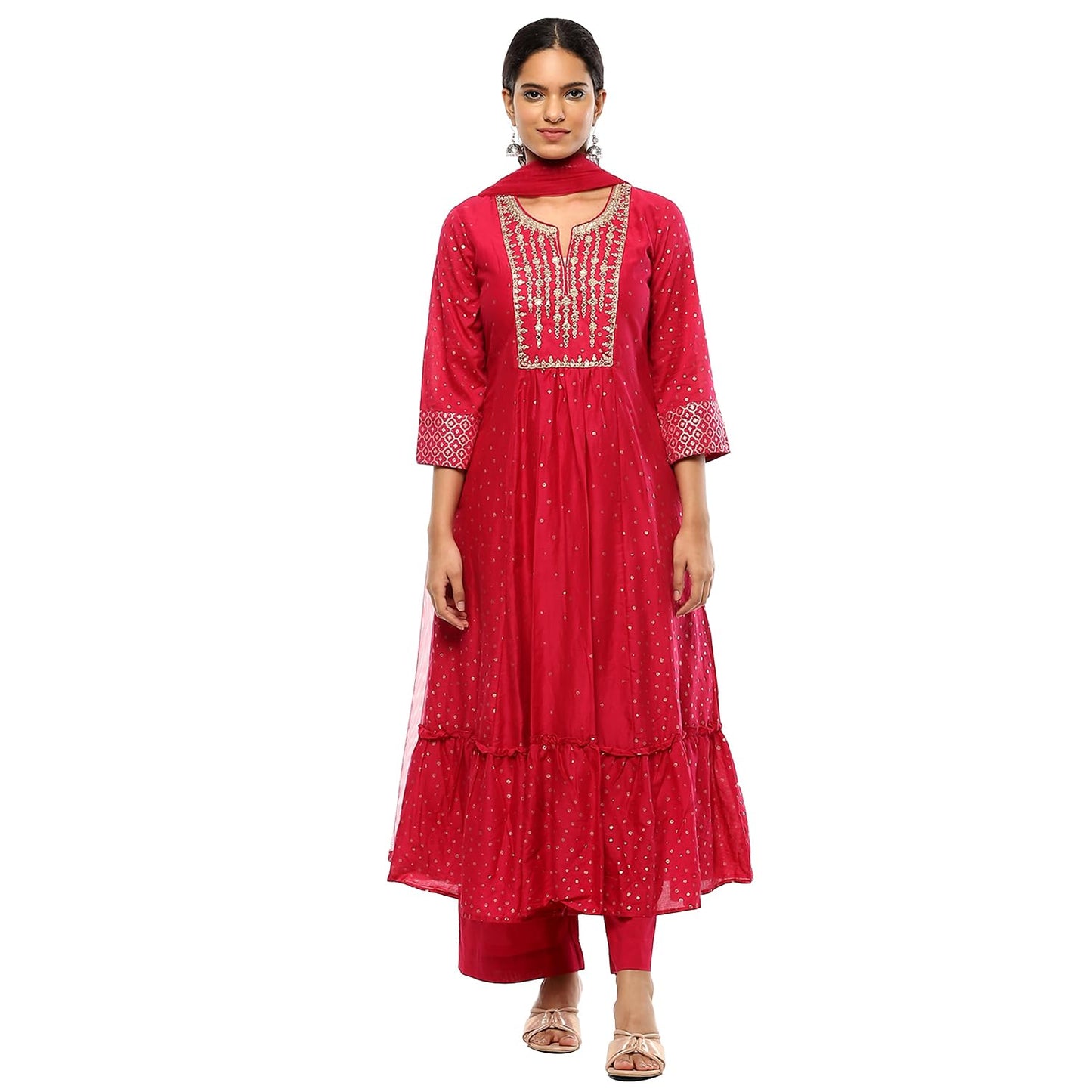 BIBA Women's Cotton Kurta Sets (SKDAPSARA9953AW24FUS_Fuchsia