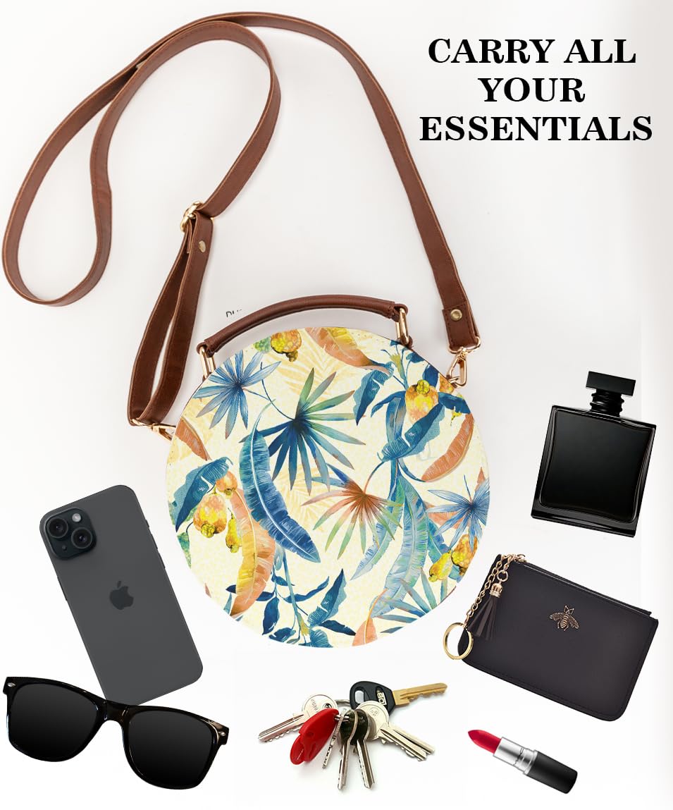 Kalankit Round Sling Bag for Women | Lightweight Vegan Leather Crossbody | Stylish Compact Purse | Crossbody Bags for Women | Valentine Gift for Girlfriend | Perspective Of Nature