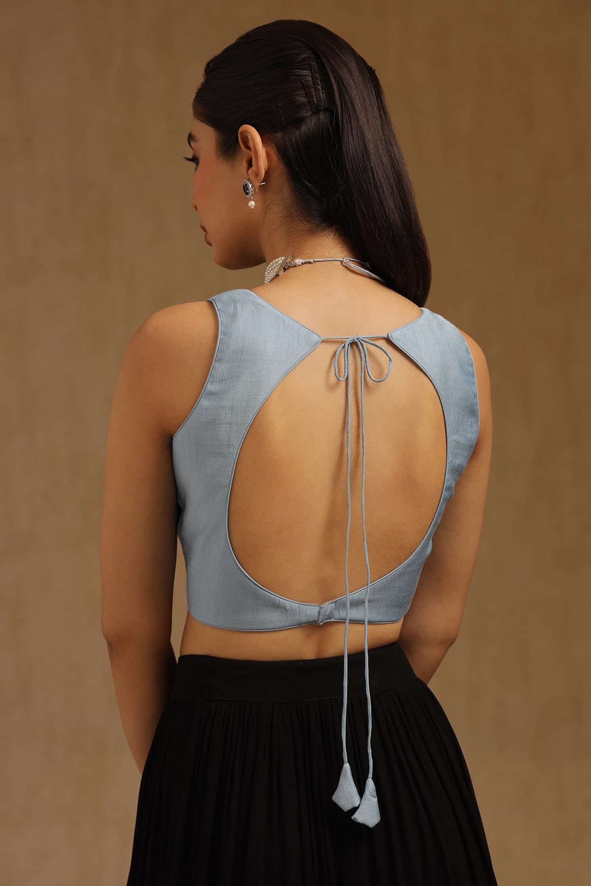 Soch Womens Powder Blue Viscose Solid Padded Blouse