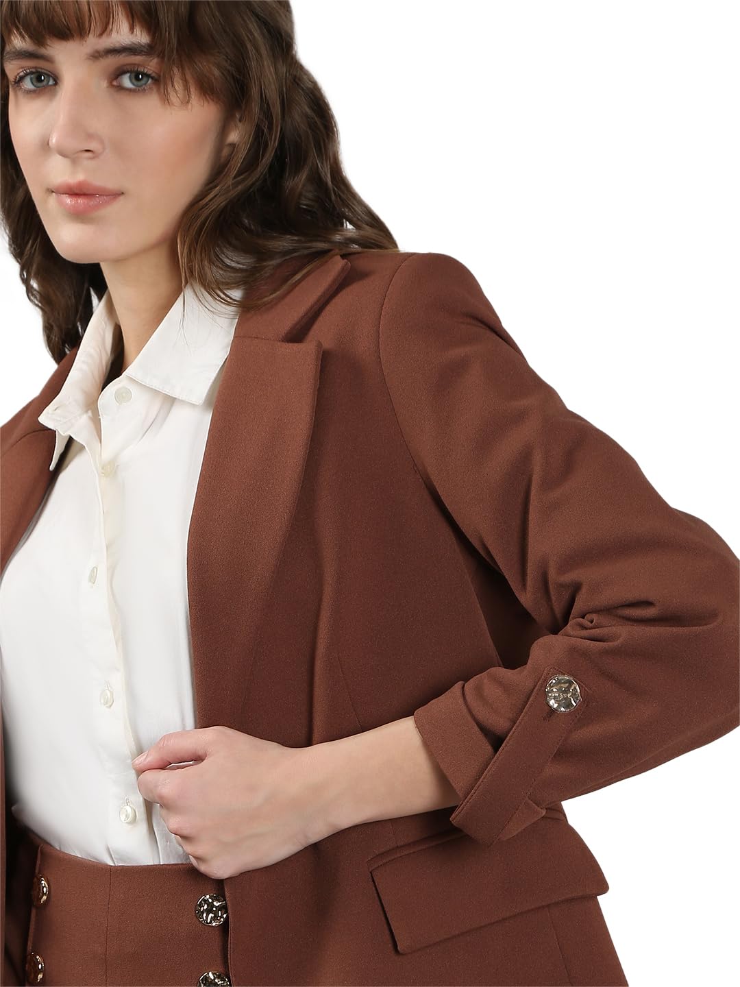 VERO MODA Women's Regular Fit Brown Blazer