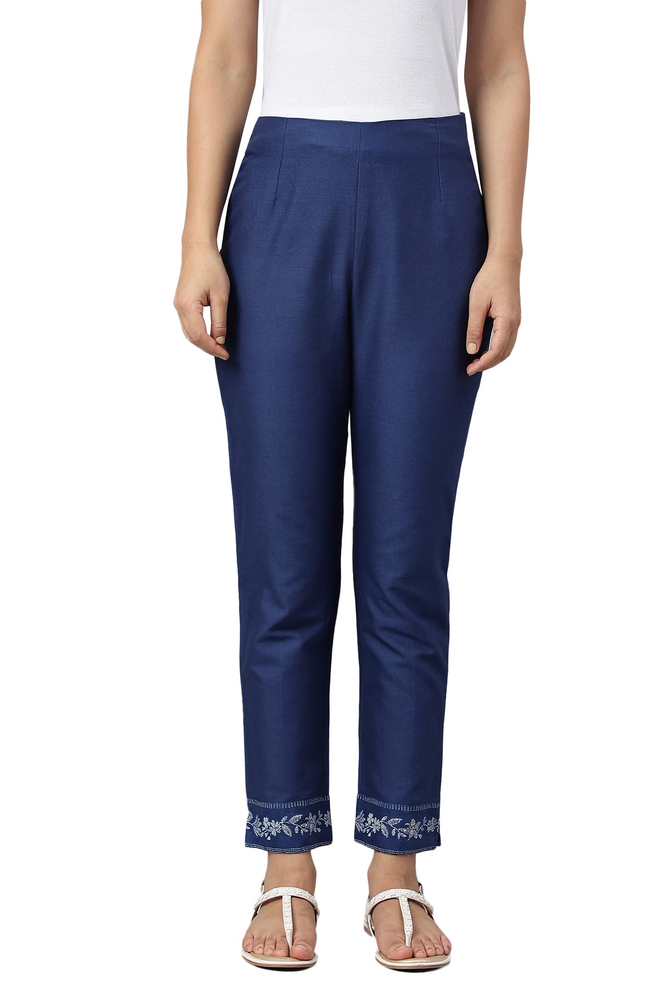 W Cotton Blend Strechable Slim Pants for Women | Cotton Blend Slim Pants for Women | Trousers for Women | W for Woman