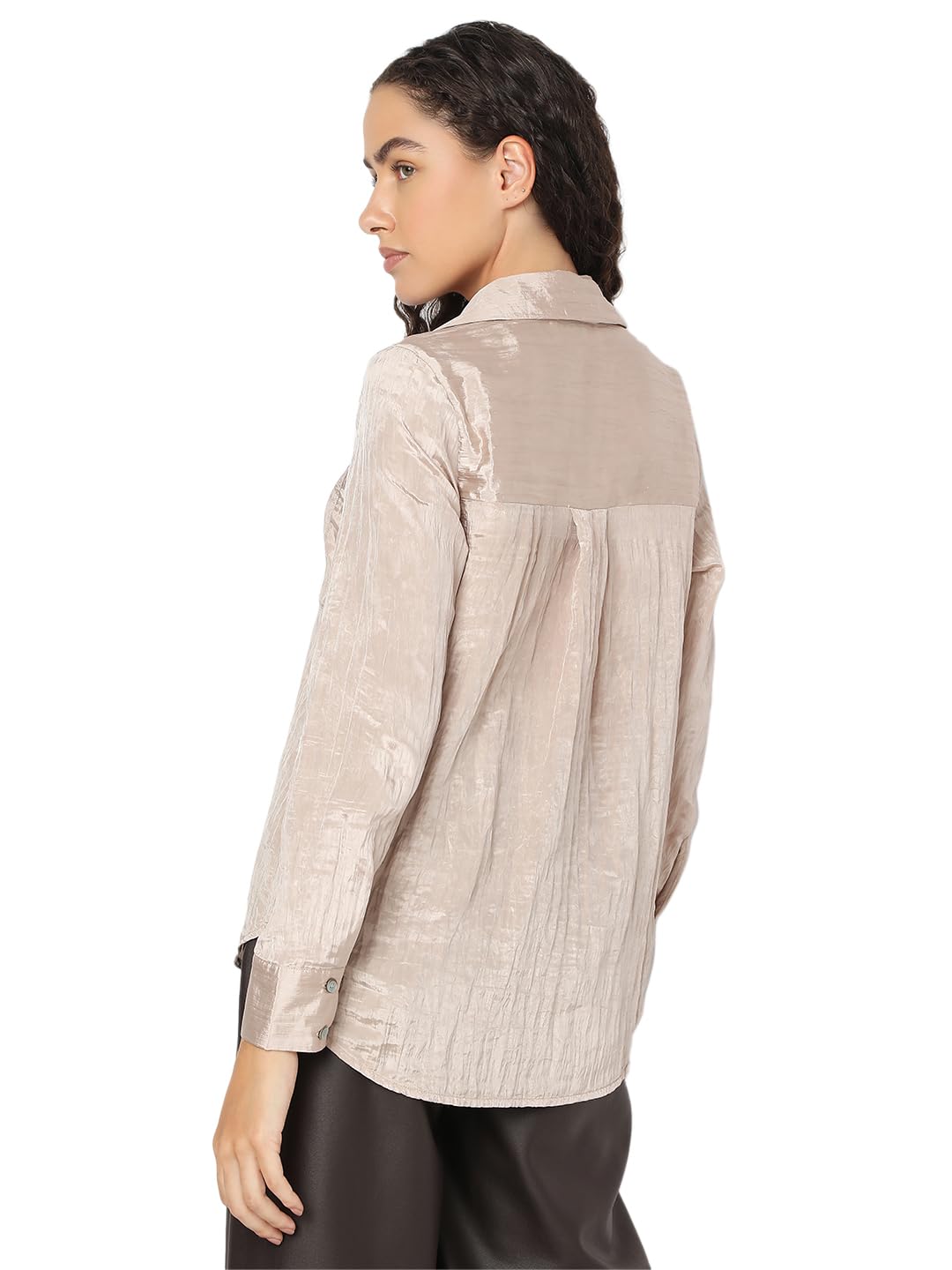 VERO MODA Womens Regular Fit Beige Shirt