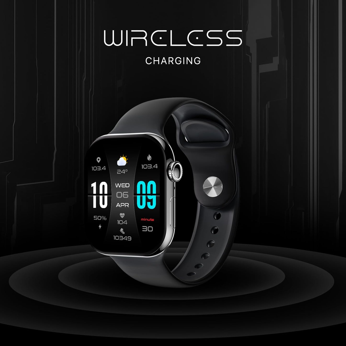 Fire-Boltt Ring X Smartwatch 2.01” Display with Always On Display, Bluetooth Calling, Wireless Charging, AI Voice Assistant, 100+ Sports Modes, Health Suite, 500+ Watchfaces (Black S)