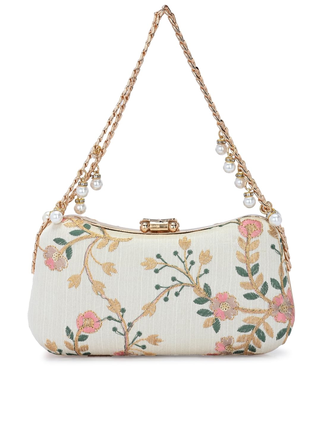 TOOBA Women's Cream Pebble Handcrafted Beautiful Bling Box Clutch Bag