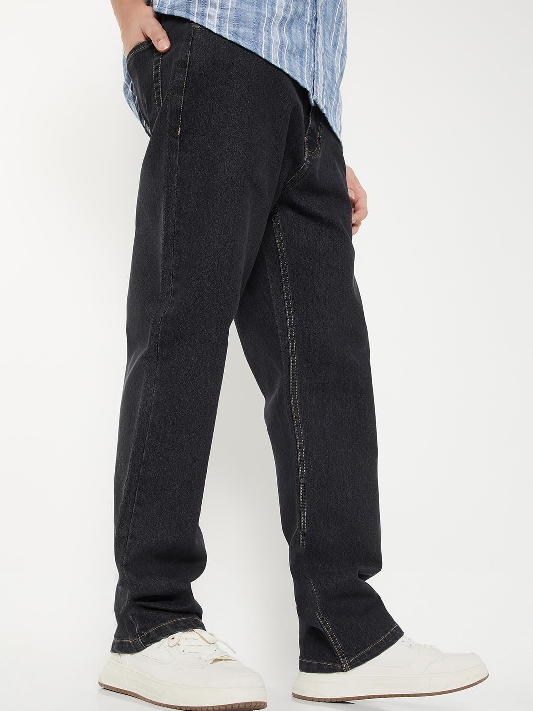 Max Men Washed Straight Fit Jeans (Black_28)