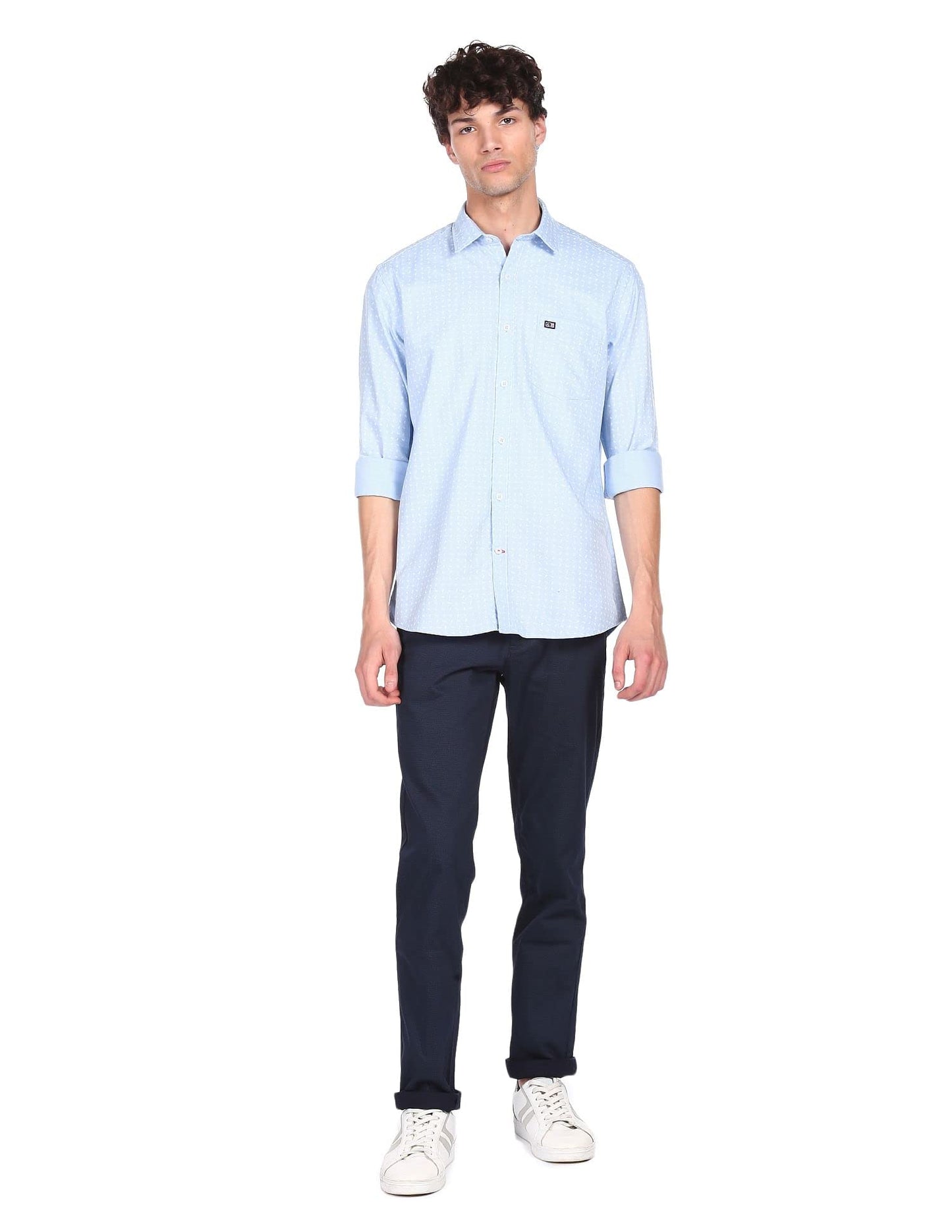 Arrow Men's Slim Shirt (ASACSH4014_Light Blue 38)