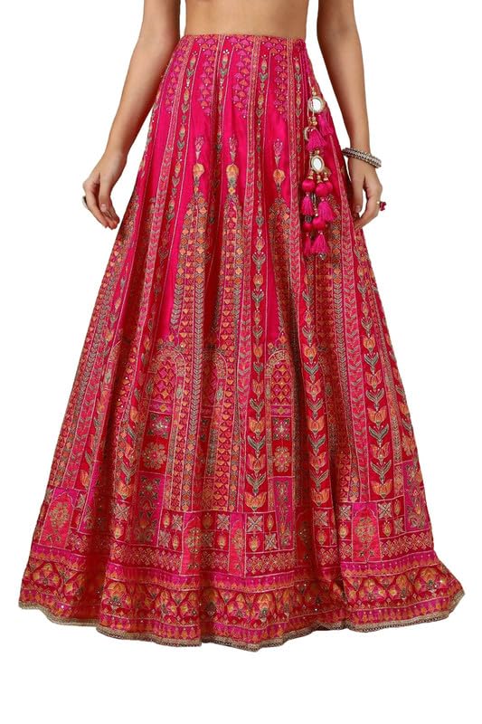 Soch Womens Fuchsia Viscose Blend Ethnic Motifs Ghagra Choli With Beads