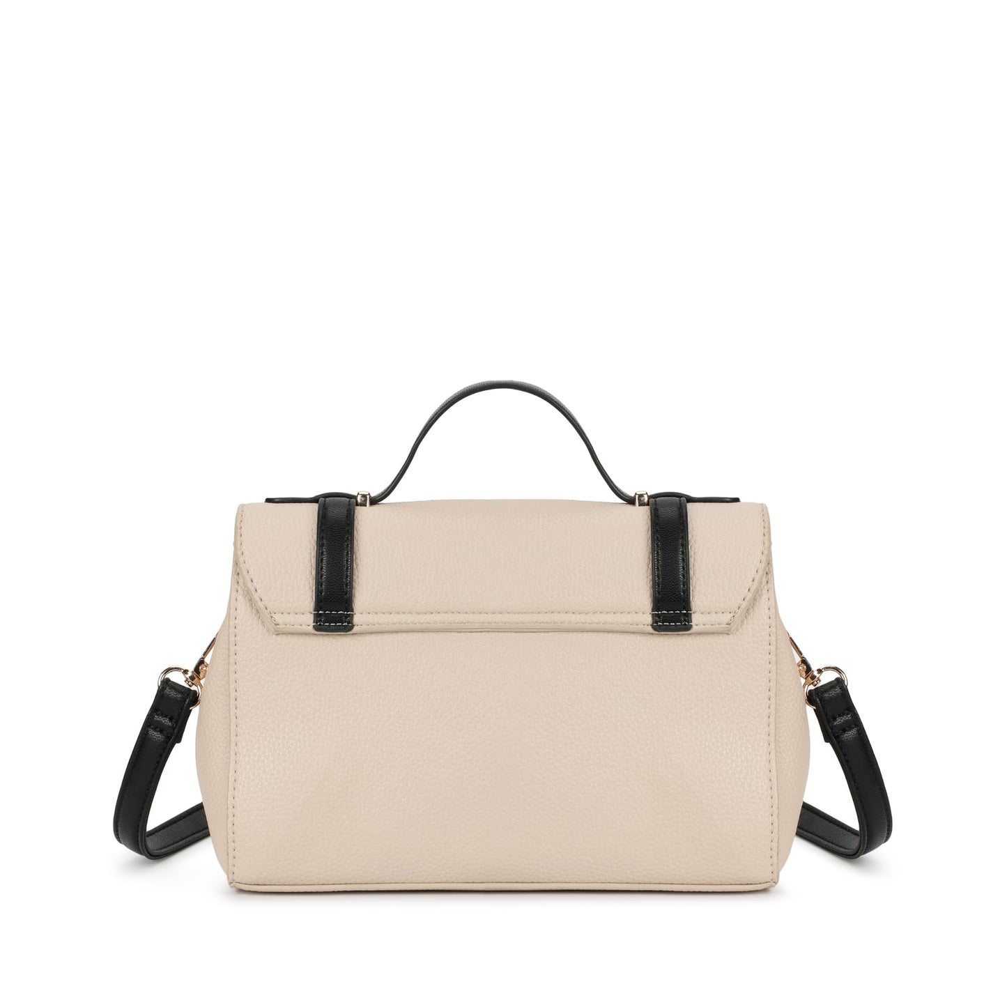 Fastrack Monochrome Muse Satchel | Faux-Leather Women’s Handbag in White & Black | Buckle-Flap Design with Dual Carry Options & Multi-Compartment Interior