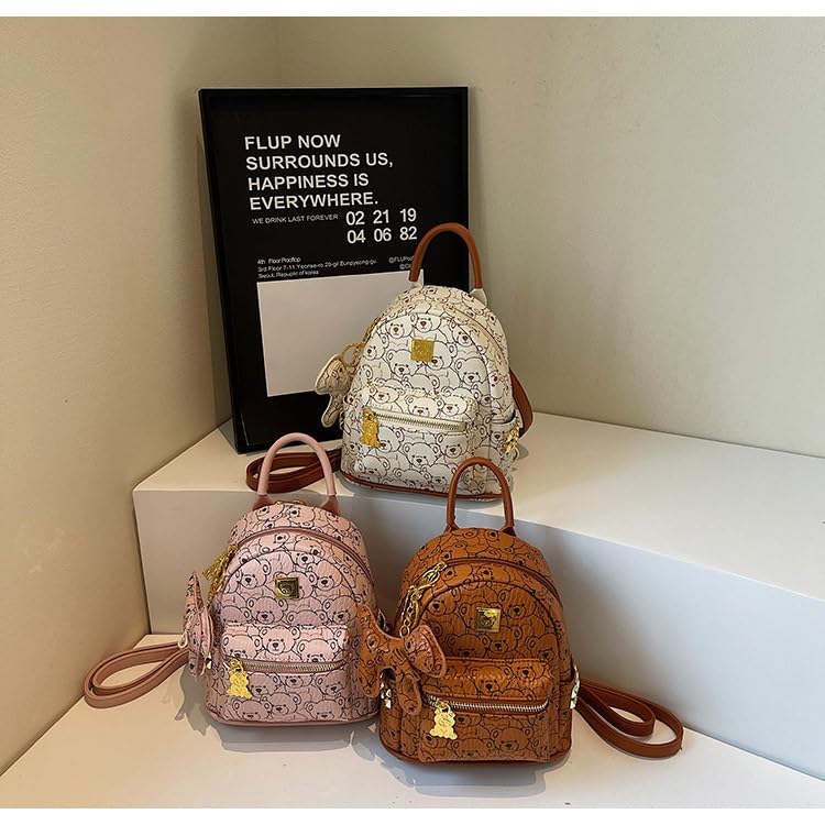 FENSIR® Cute Bear Print Backpack | Fashionable & Versatile Shoulder Bag for College Students