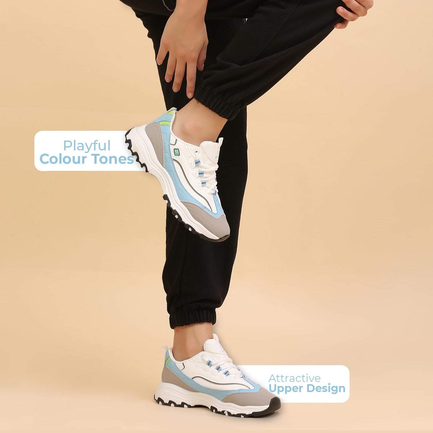 YOHO Chonks Women’s Sporty Comfortable Chunky Sneakers | Light Blue - UK 8