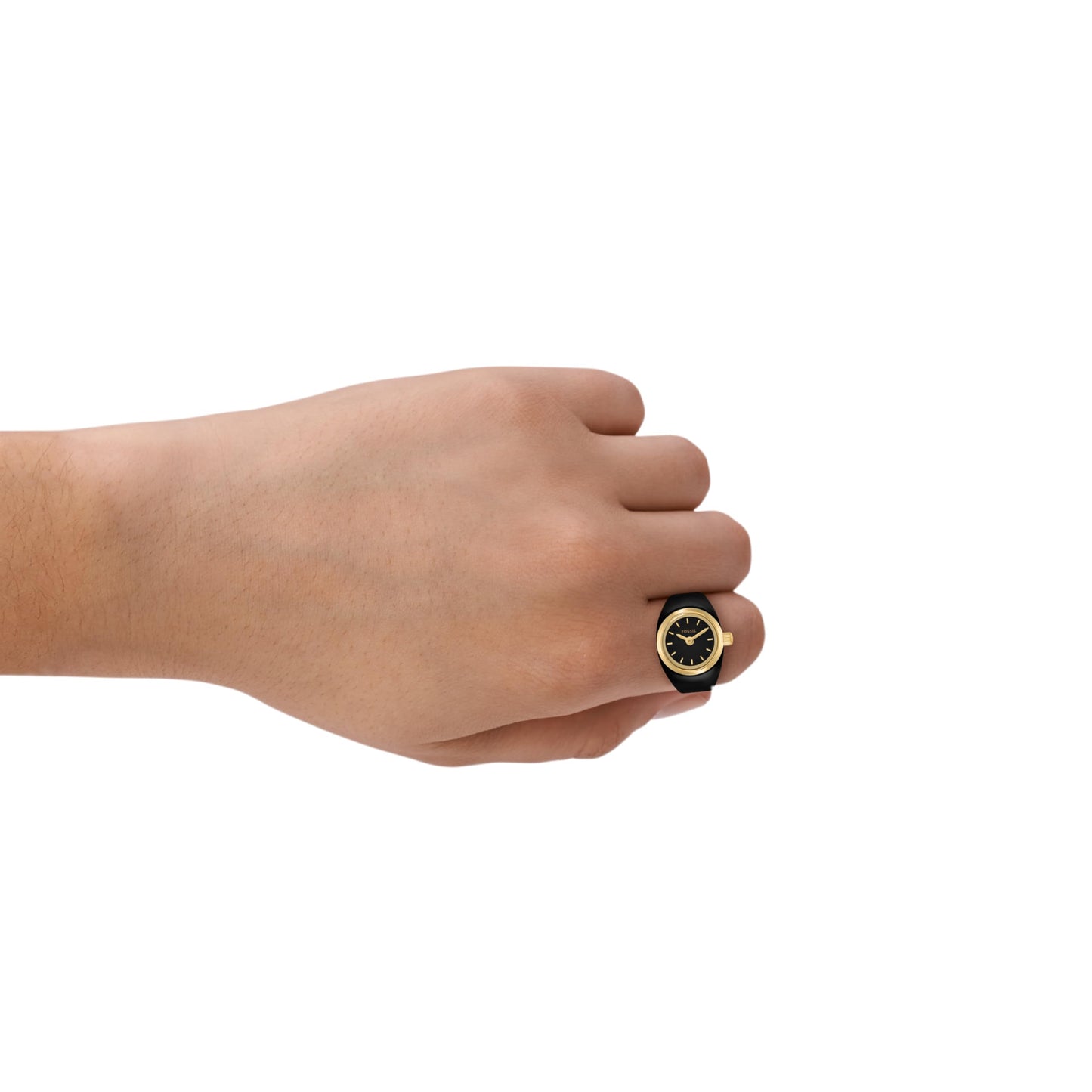 Fossil Analog Women Black Gold Watch Ring Quartz Stainless Steel Watch ES5413