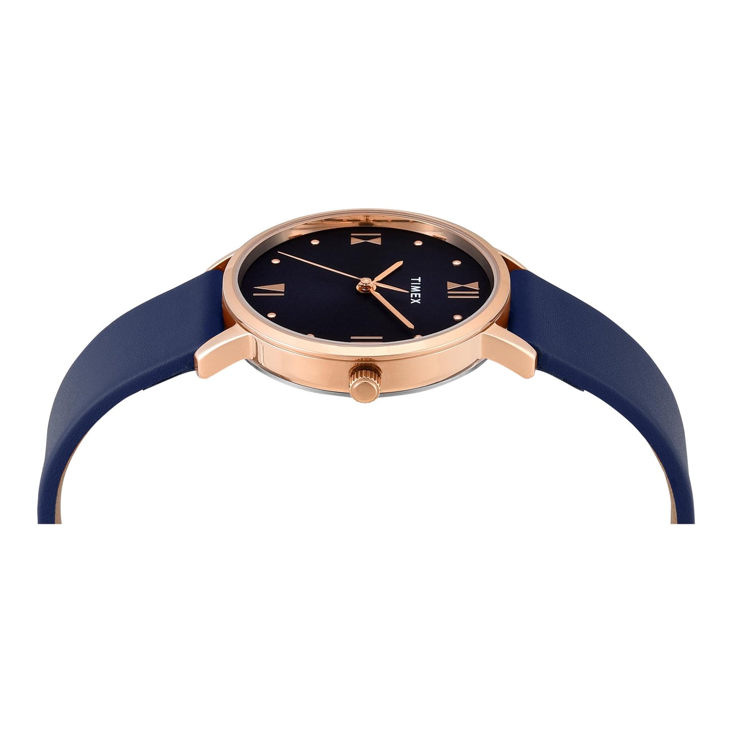 TIMEX Analog Watch for Women with Blue Round Dial & Blue Leather Strap Band Water Resistant Women's Wrist Watches - TWEL15622