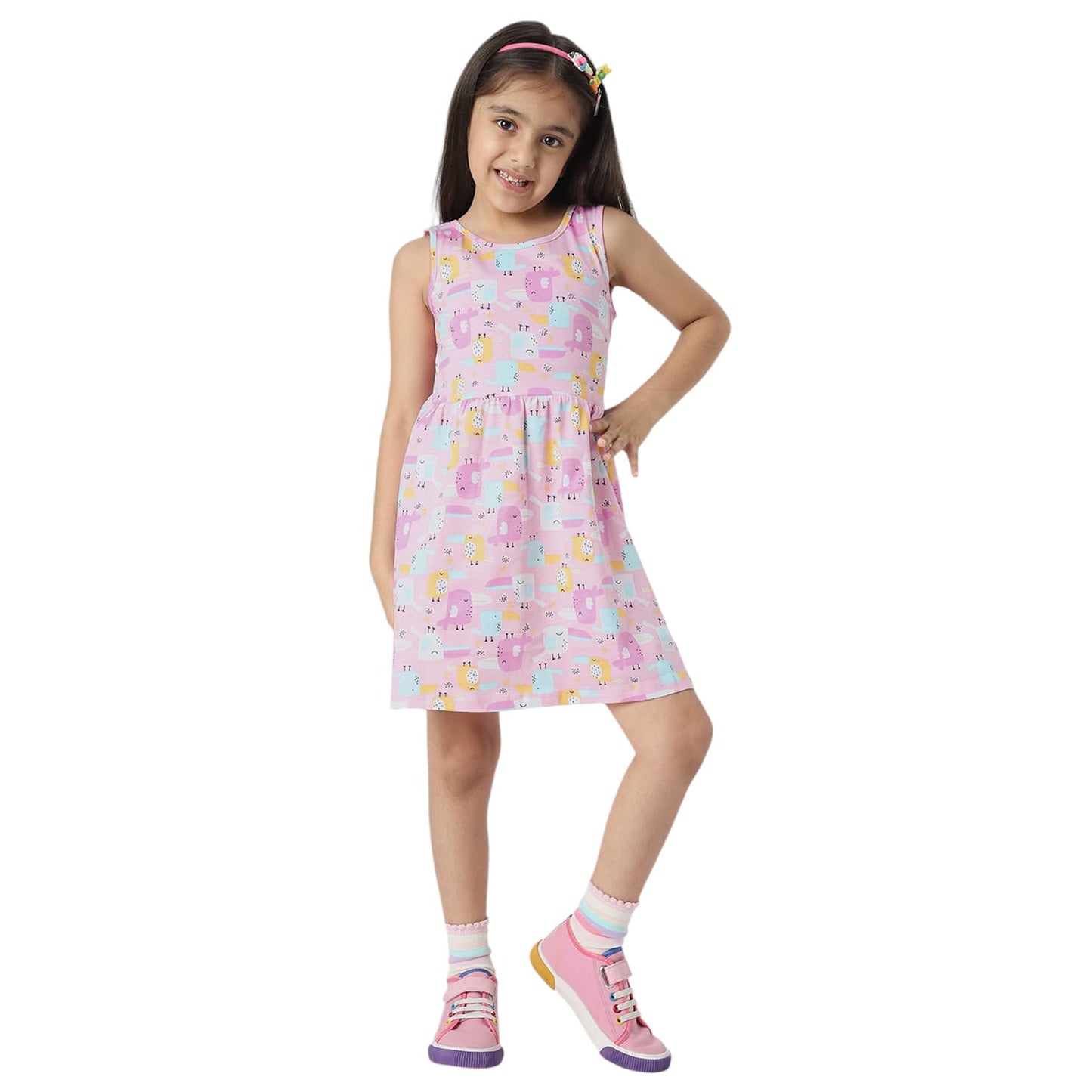 Nautinati Girls Printed Fit & Flare Dress | Cotton | Age 3M-6Years Red