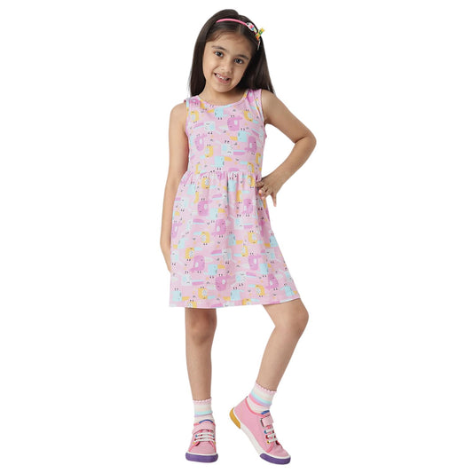 Nautinati Girls Printed Fit & Flare Dress | Cotton | Age 3M-6Years Red