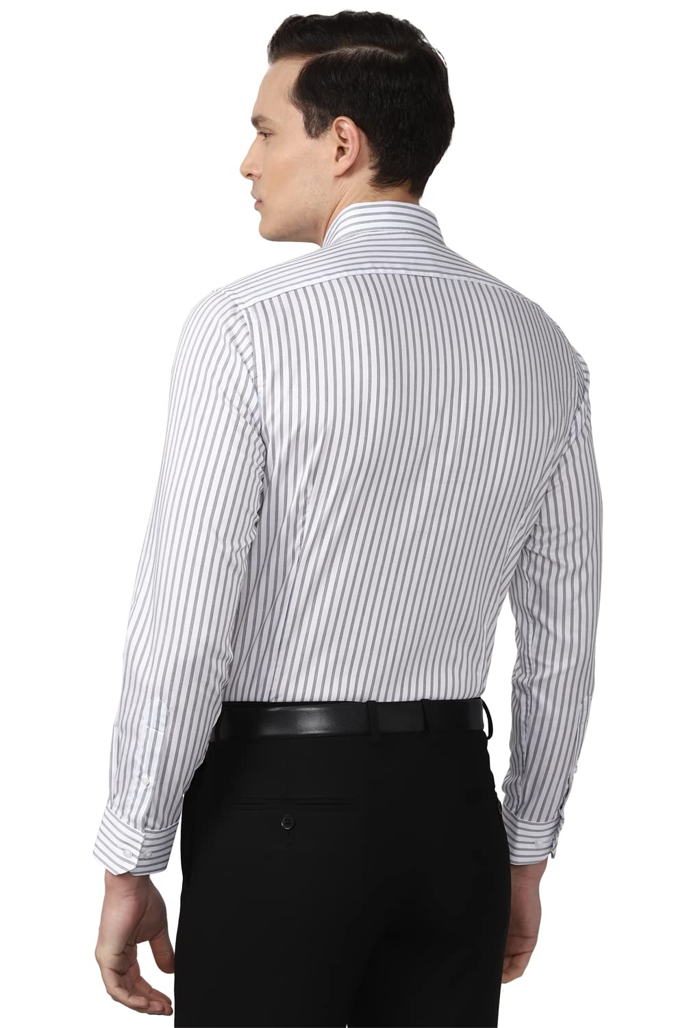 Van Heusen Men's Striped Slim Fit Shirt (VHSFRSLBH85213_White 40)