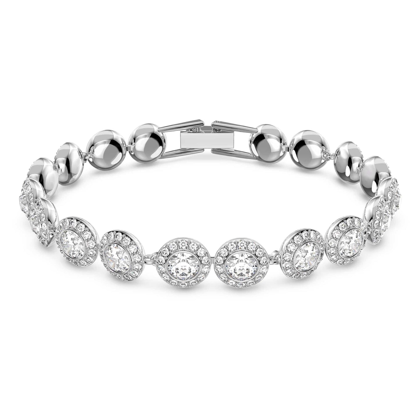 Swarovski Angelic Necklace Bracelet Earrings Set for Women, Round Size, Rhodium Plated