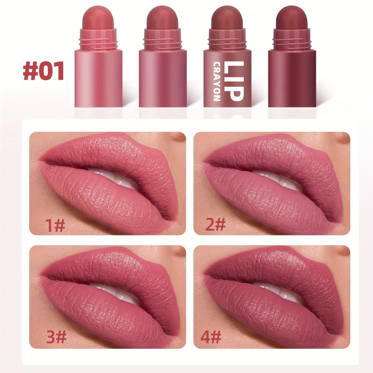 GEGE BEAR L'Amour 4-in-1 Velvet Matte Lipstick Crayon – Compact Design, Vibrant Shades, Long-Lasting & Smooth Application (SET 01, PACK OF 1)