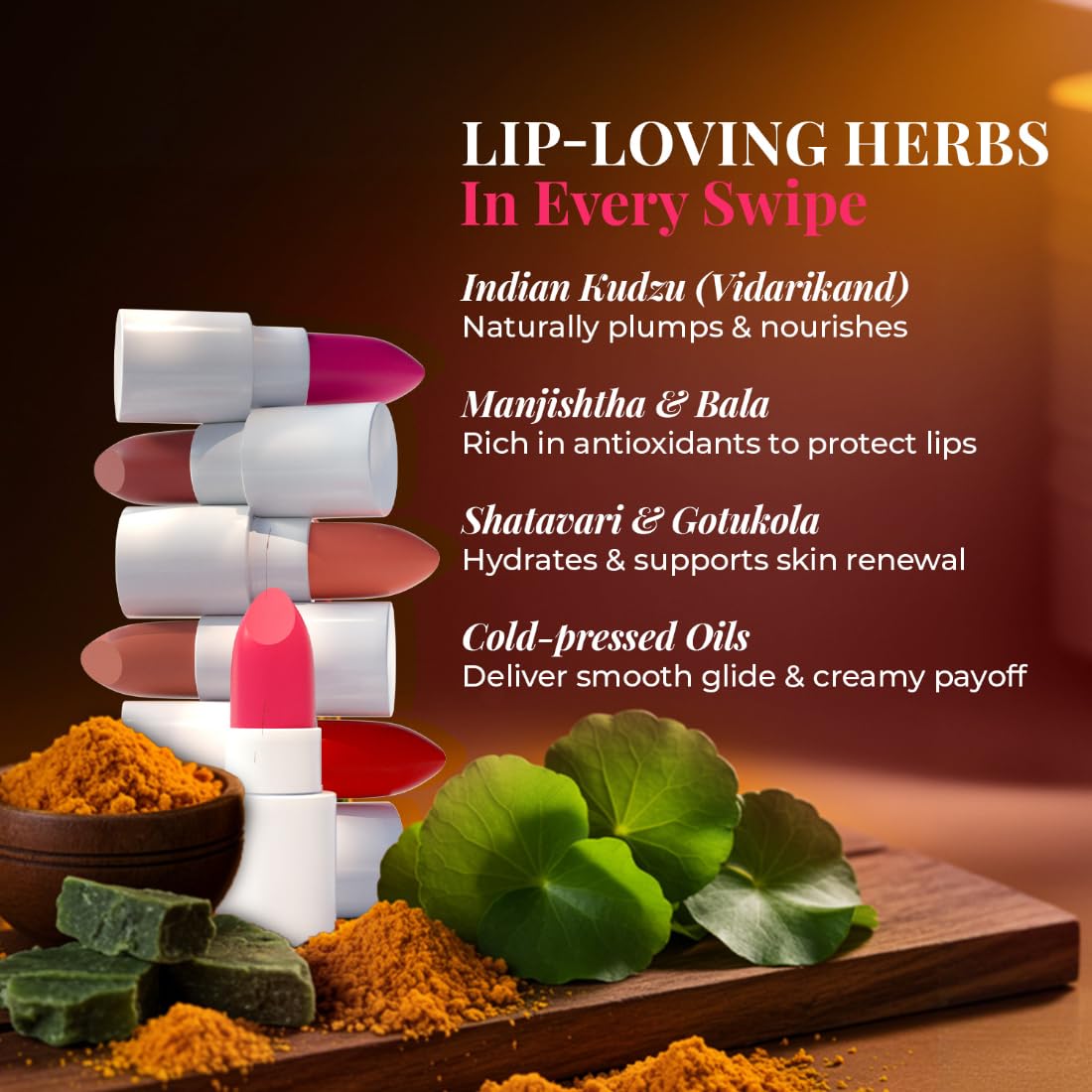 Just Herbs Ayurvedic Lipstick Micro-Mini Kit | Kit of 16 Matte Lipsticks | Long-lasting | Weightless | Ayurvedic Formula | Travel-friendly - 7g