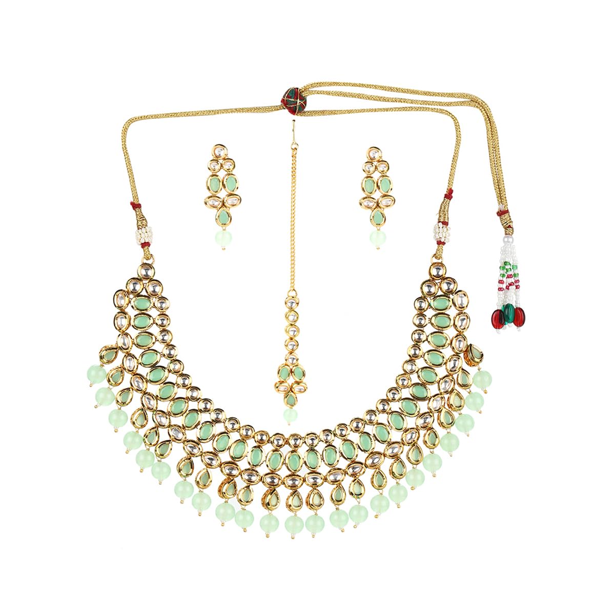 VOYLLA Kundan Gold plated Brass Necklace set