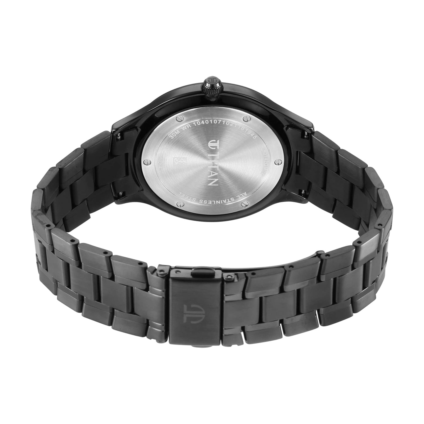Titan Classique Slimline Quartz Analog with Date Anthracite Dial Black Stainless Steel Strap Watch for Men - NT90142QM02