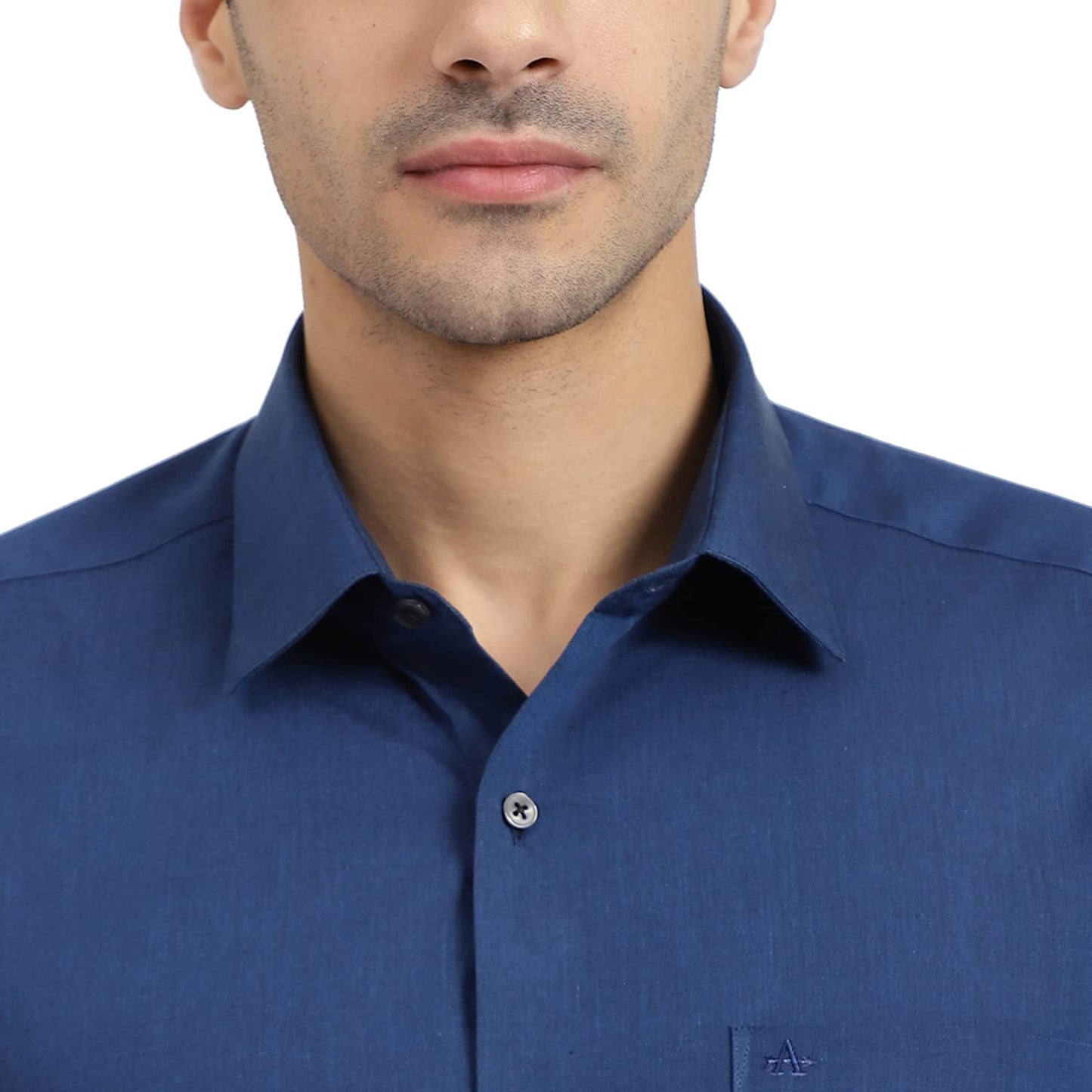 Arrow Men's Blue Solid - Cutaway Collar Full Sleeves Formal Shirt with Chest Pocket | Cotton Fabric | Slim Fit