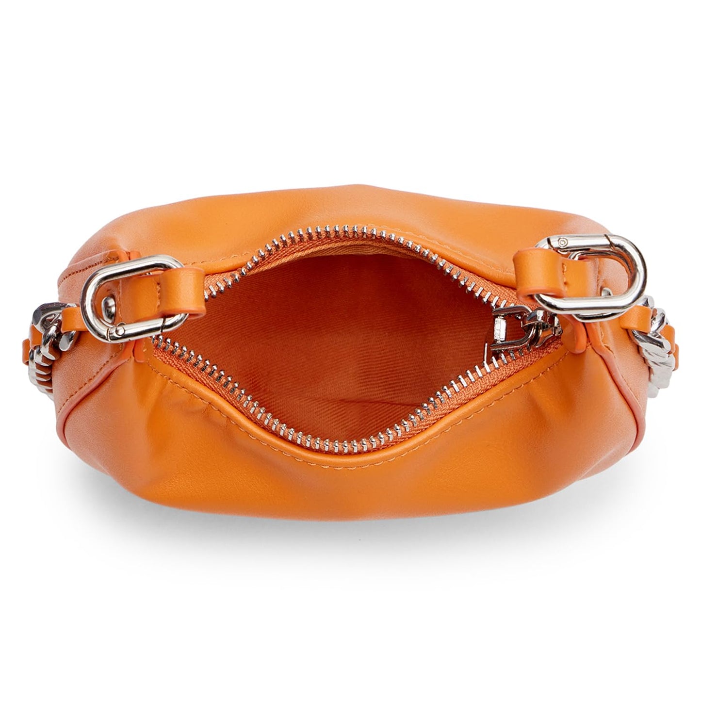Miraggio Women Eve Mini Bag With Adjustable & Detachable Crossbody Sling Strap | Top Handle Half Moon Bag | Gift, Orange