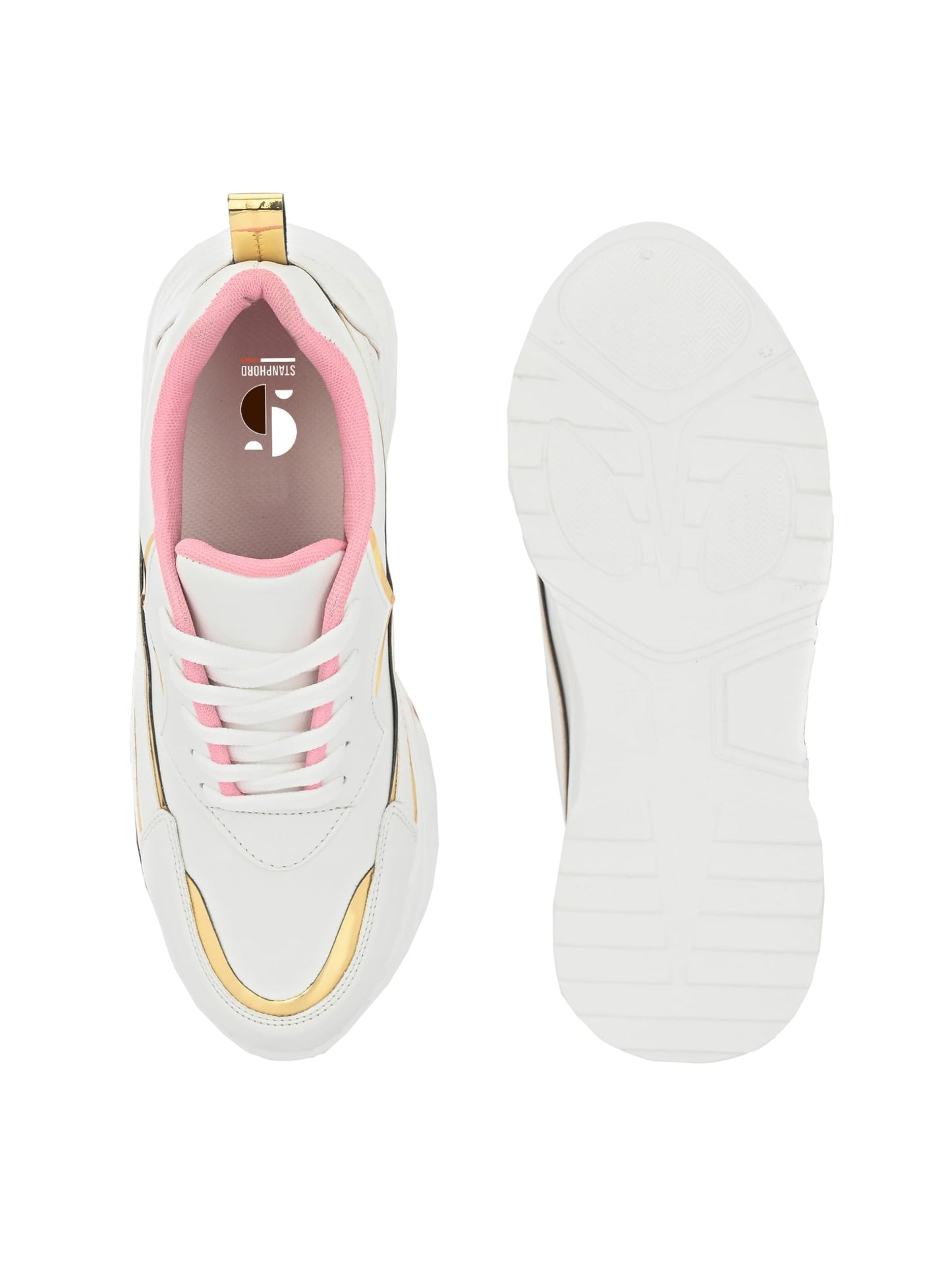 STANPHORD Women's Flare White Sneakers_3 UK (WTPRM 13009)