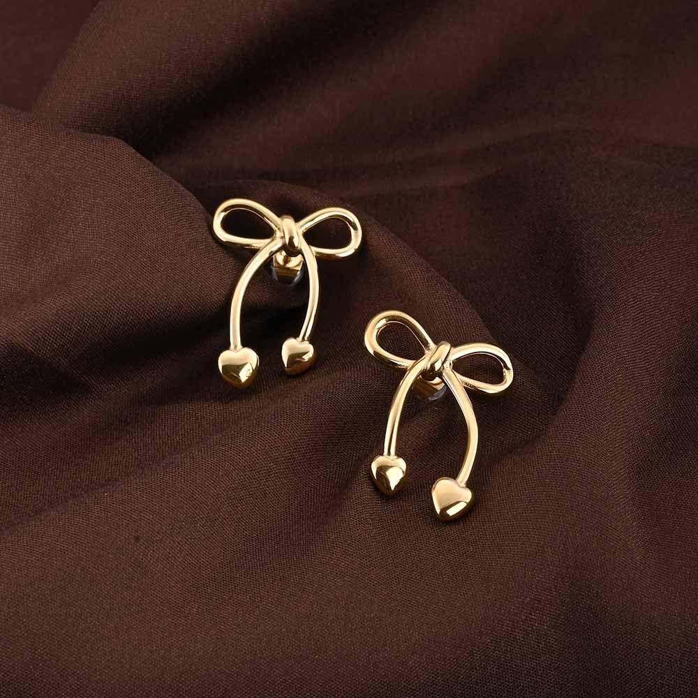 PALMONAS Unique Gold Bow & Heart Drop Earrings for Women - Gold Plated, Waterproof & Anti Tarnish Earrings | Gift For Women & Girls | Durable, Lightweight, & Comfortable Jewellery for Women
