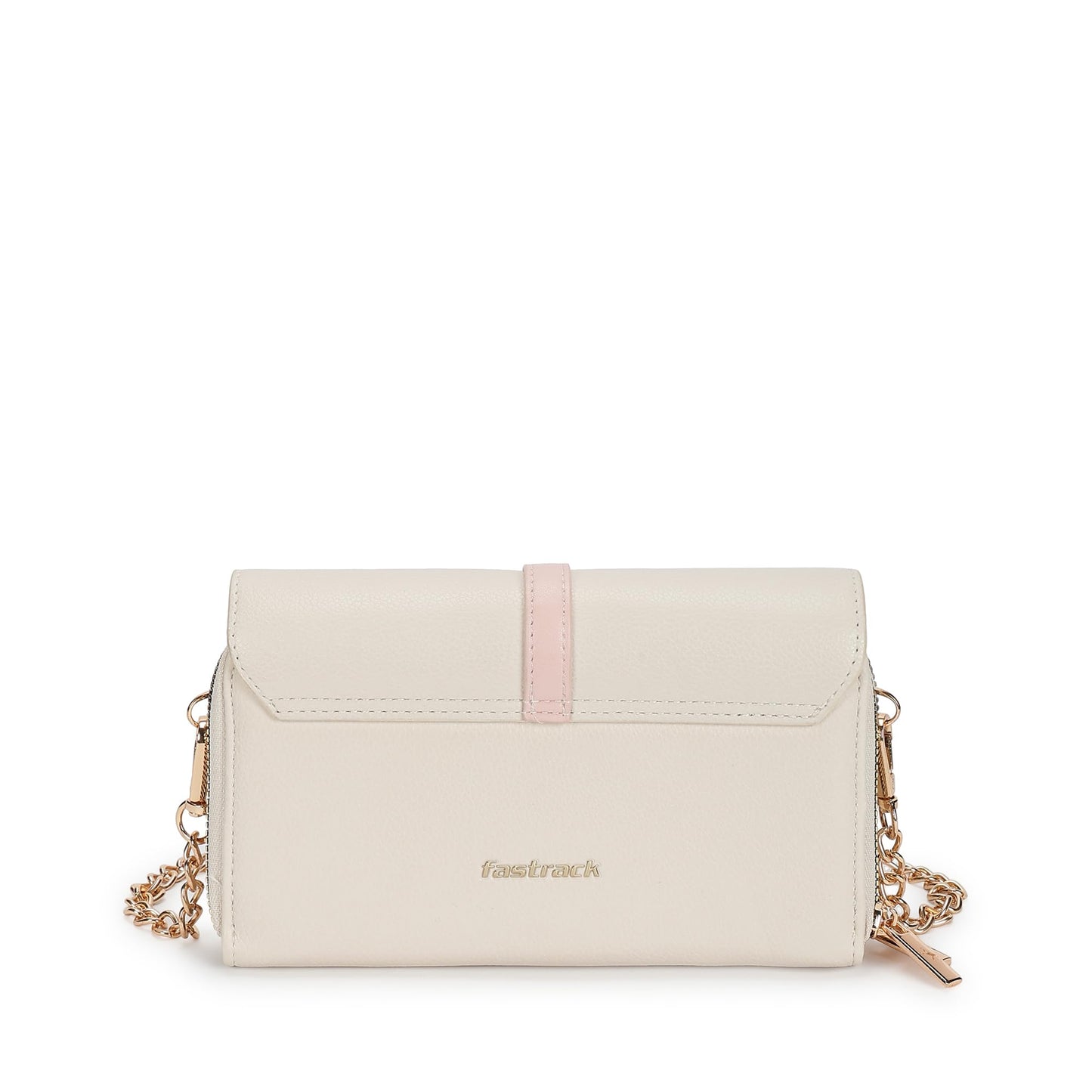 Fastrack Color-Blocked Sling Bag for Women | Faux Leather Crossbody with Zippered Compartment, Chain Strap and Lightweight Build | Compact Everyday Bag for Travel, College and Casual Outfits