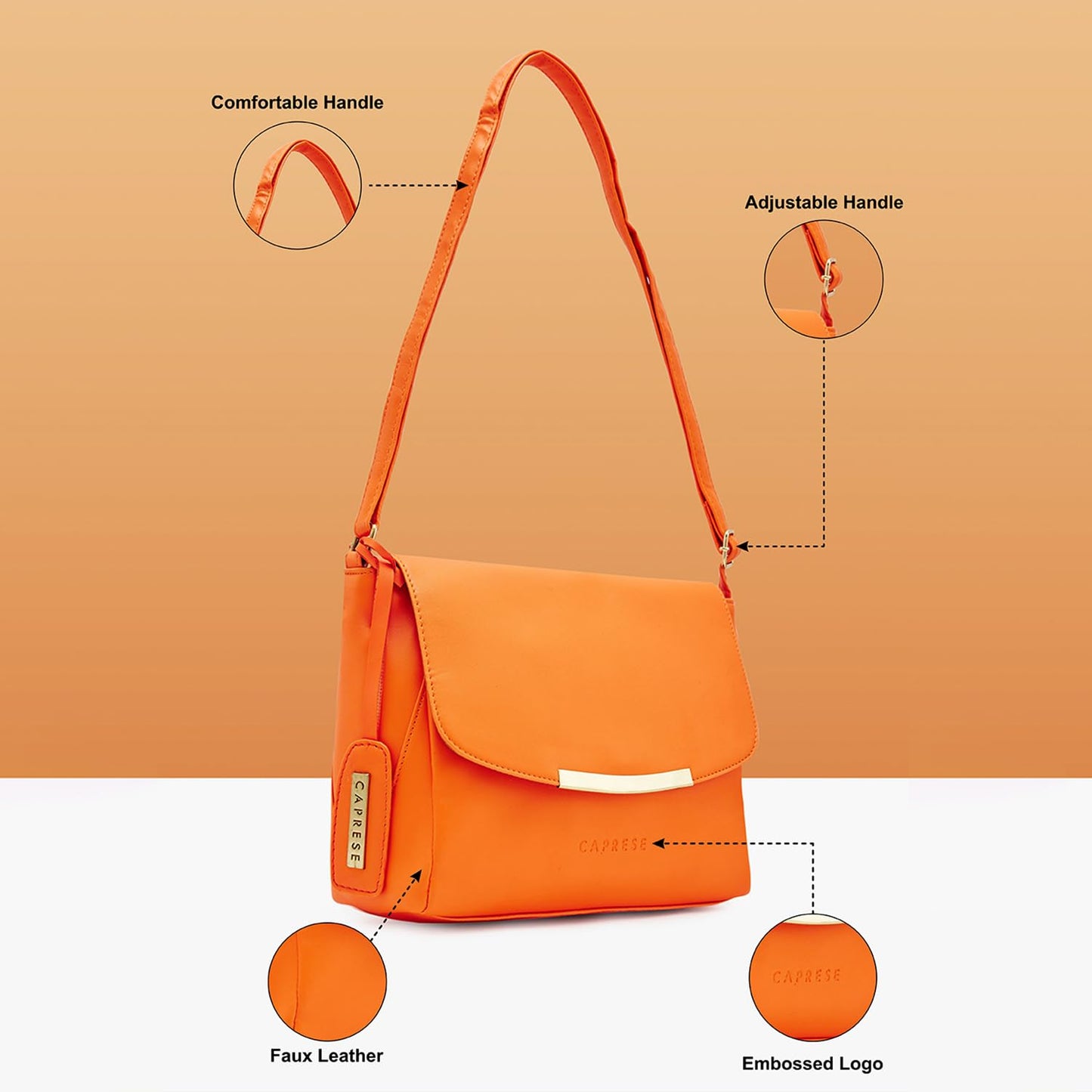 Caprese womens YONDELLA SB Medium PEACH Sling Bag