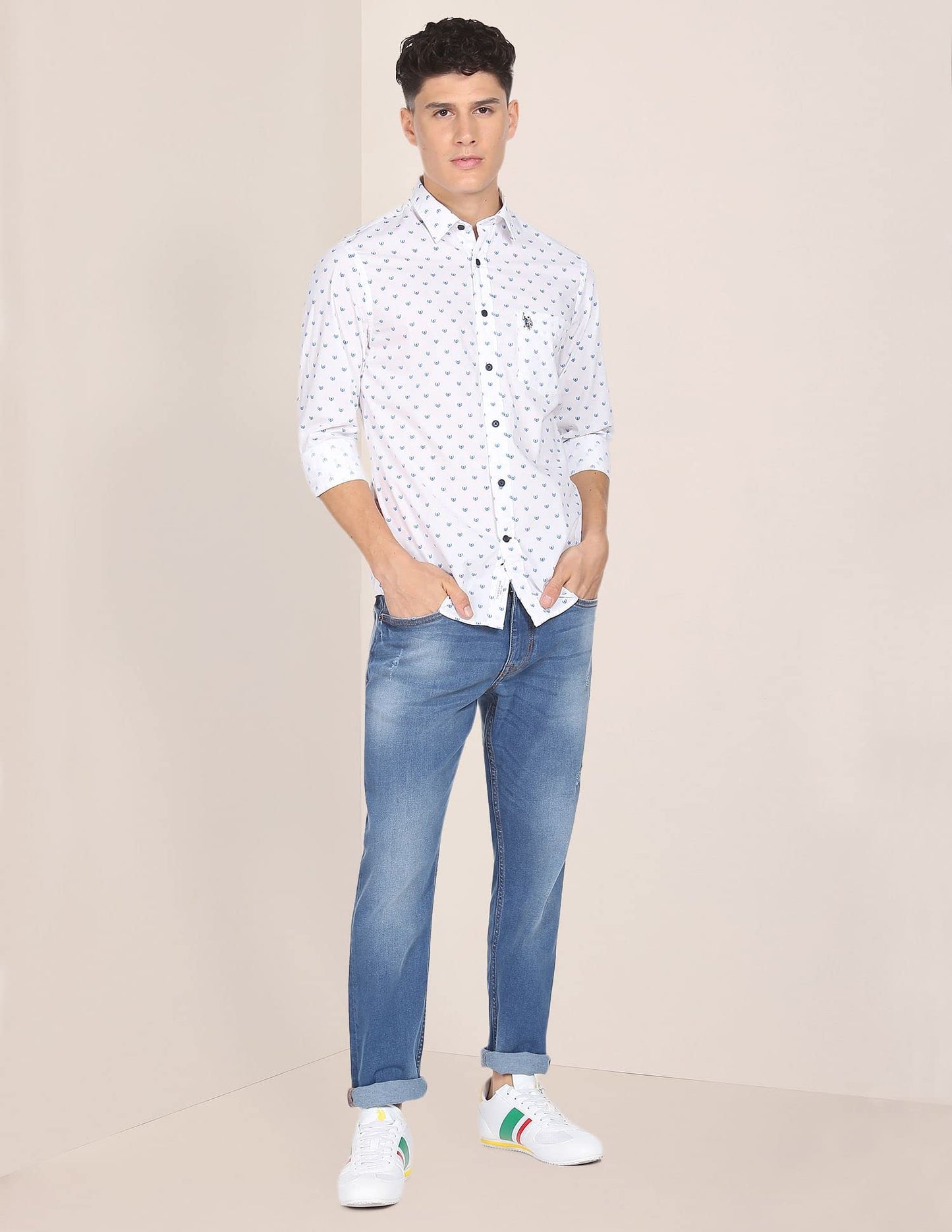 U.S. POLO ASSN. Men's Regular Fit Shirt (USSHT-G94_White