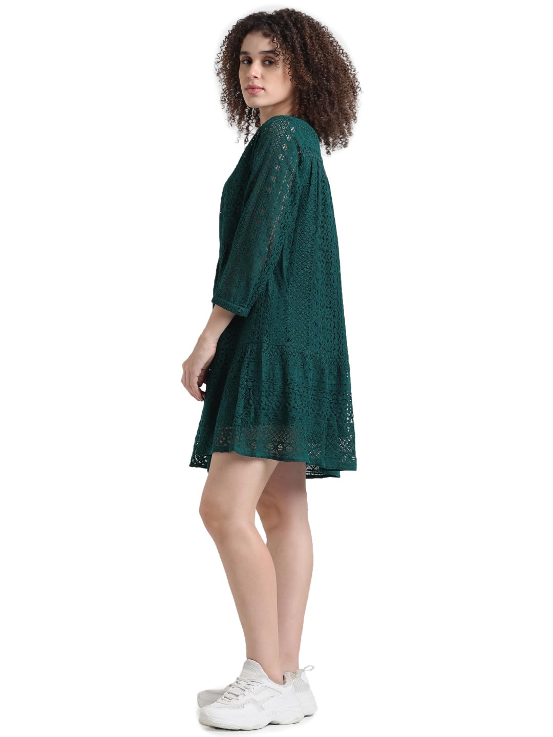ONLY Green Lace Fit & Flare Dress