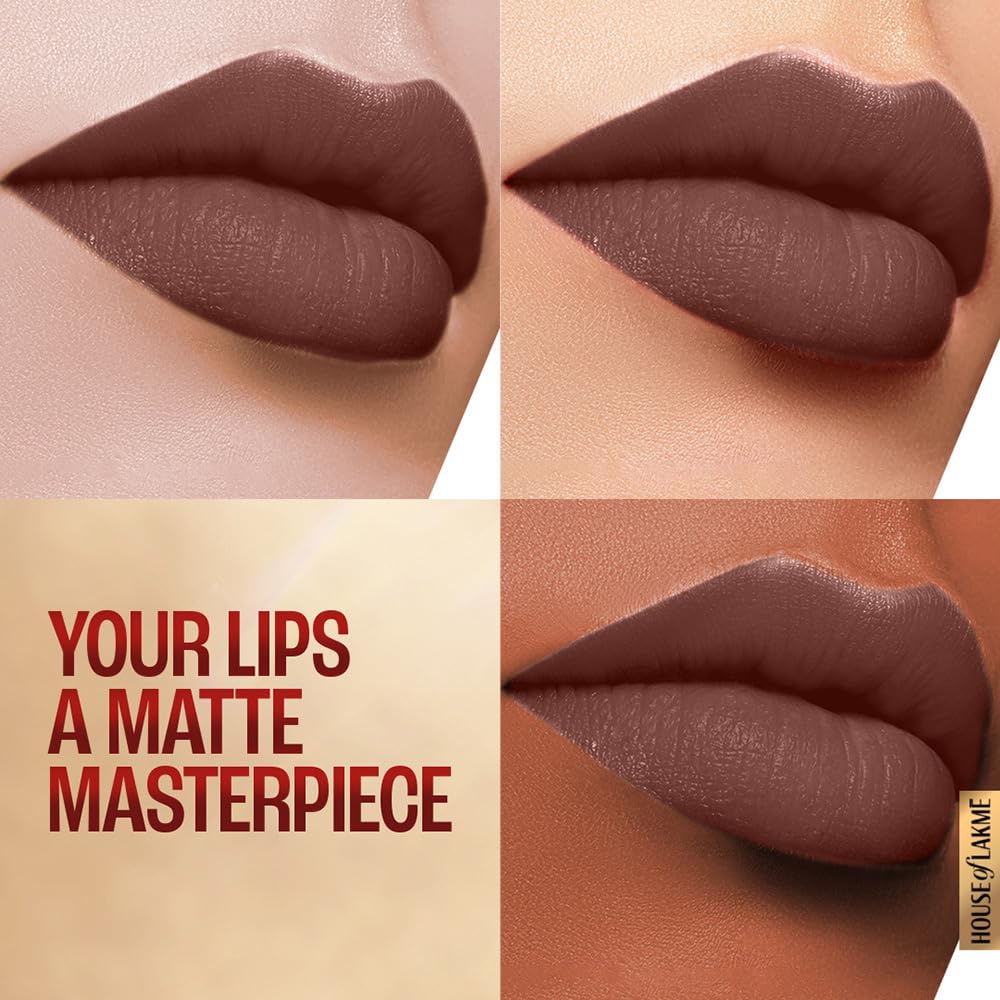 Lakme Powerplay Priming Matte Lipstick, Smooth Matte Finish, Lightweight Lipstick, Smudgeproof, Lasts 16hrs, Hydrates Lips, Brown Walnut, 3.6g