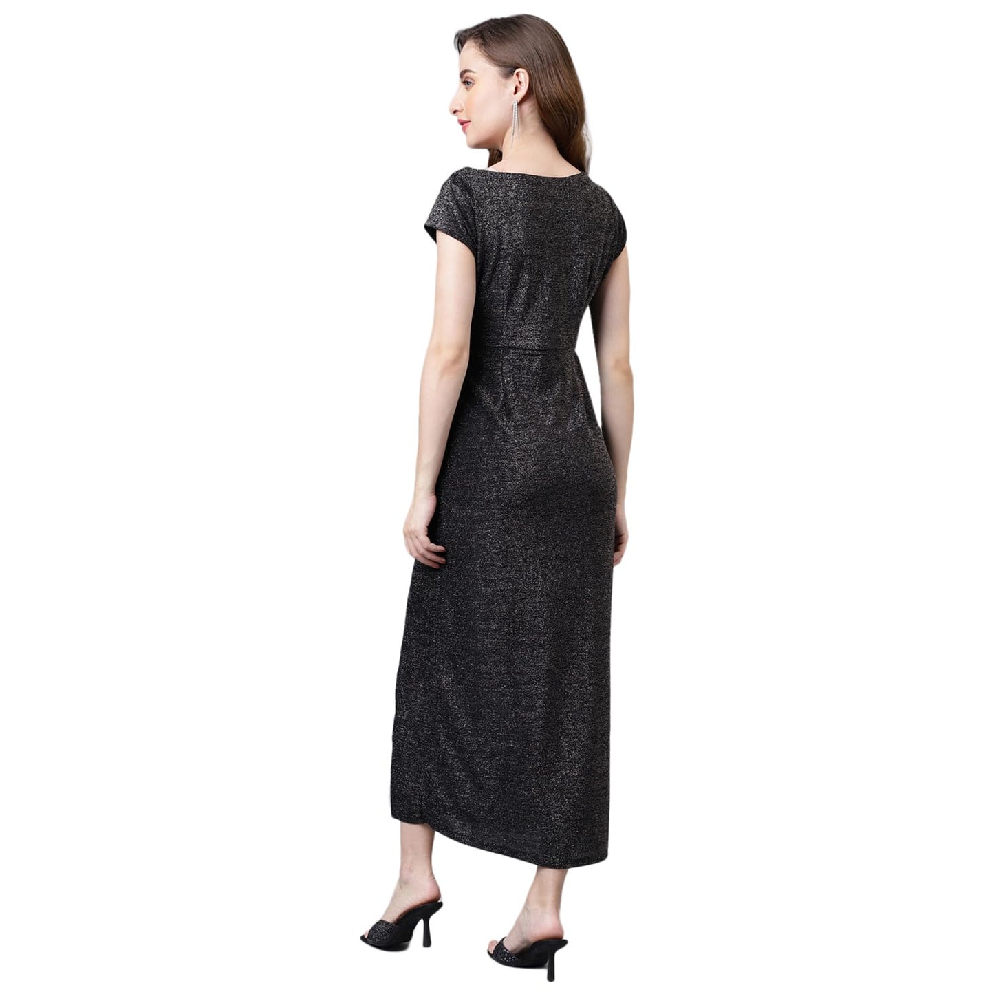 Latin Quarters Women Black Solid Maxi Dress_S