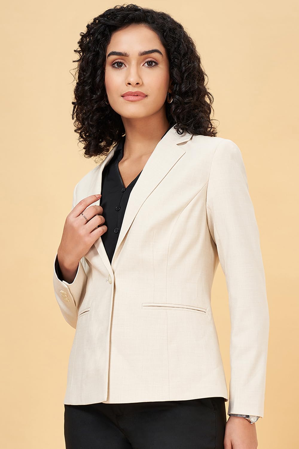 Annabelle by Pantaloons Women's Classic Blazer (110154665001_Pumice Stone