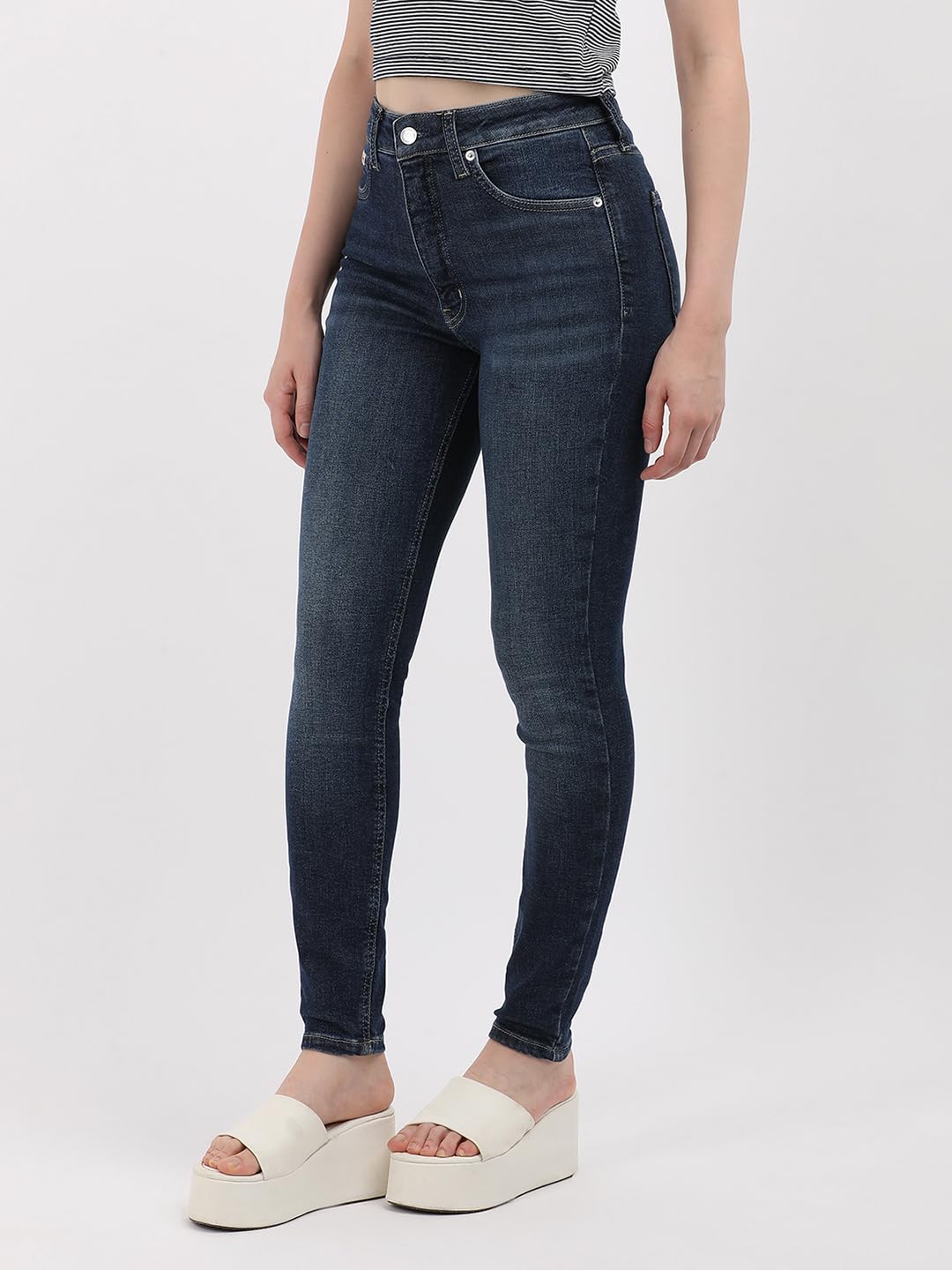 Calvin Klein Womens Blue Color Jeans (26)