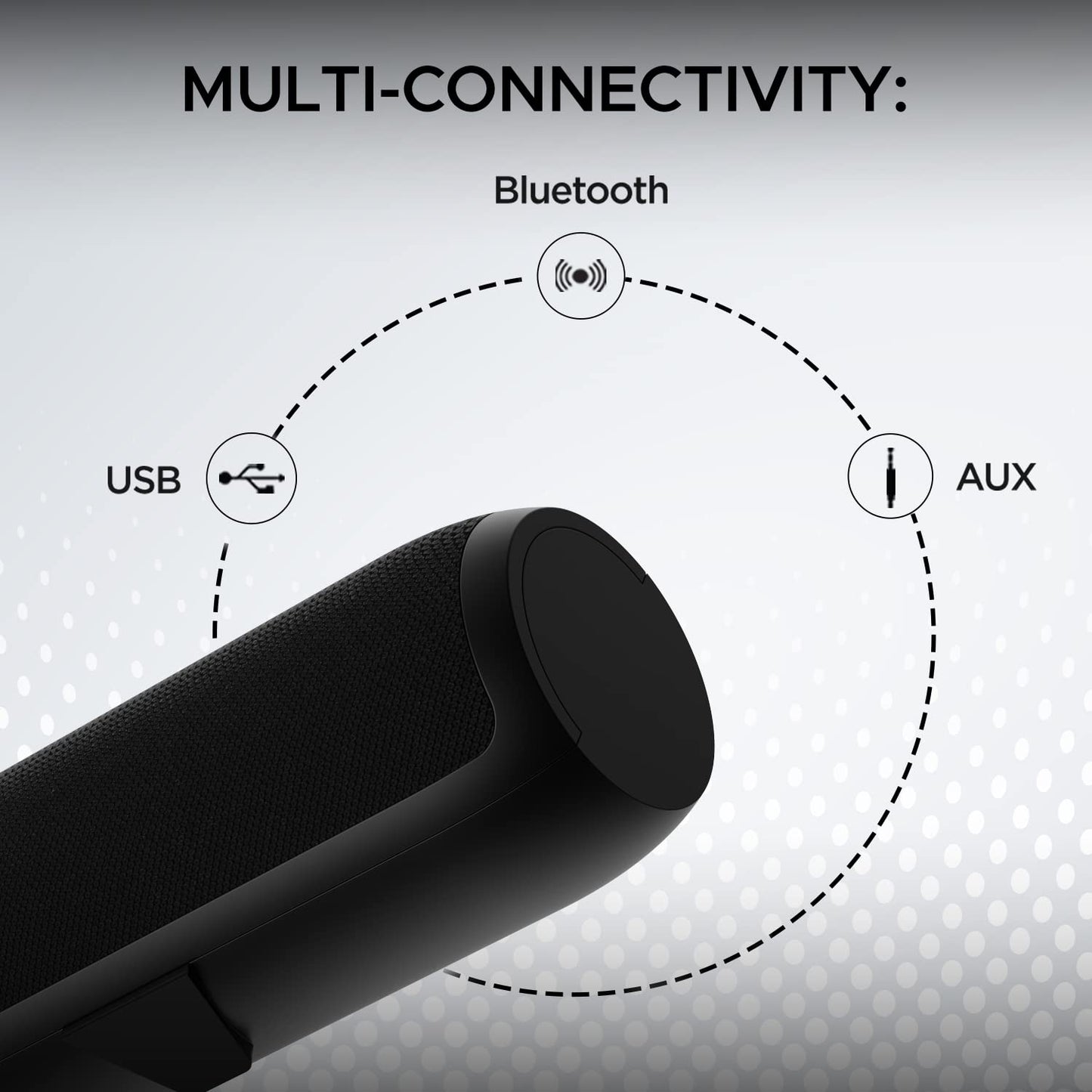 boAt Aavante Bar 610, 25W Signature Sound, 2.0 CH with Dual Passive Radiators, 7 HRS Battery, Sleek Design, Multi Connectivity, Bluetooth Sound Bar, Soundbar Speaker (Charcoal Black)