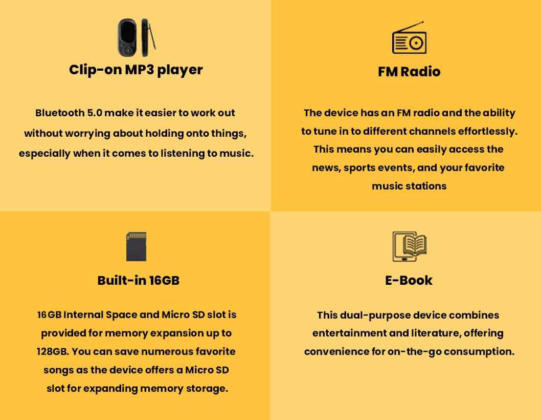 AUDIOCULAR M11 16GB MP3 Digital Player with Clip, Portable Bluetooth Music Player Support Upto128GB External Storage, Pedometer, FM Radio, Voice Recorder, E-Book, Stopwatch (16GB - Blue)