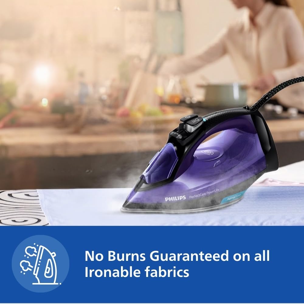 PHILIPS Plastic Perfect Care Power Life Steam Iron Gc3925/34,2400 Watts Up To 45 G/Min Steam Output,Optitemp Technology,Steam Glide Plus Soleplate,Drip-Stop And Shut-Off With No-Burns Guaranteed