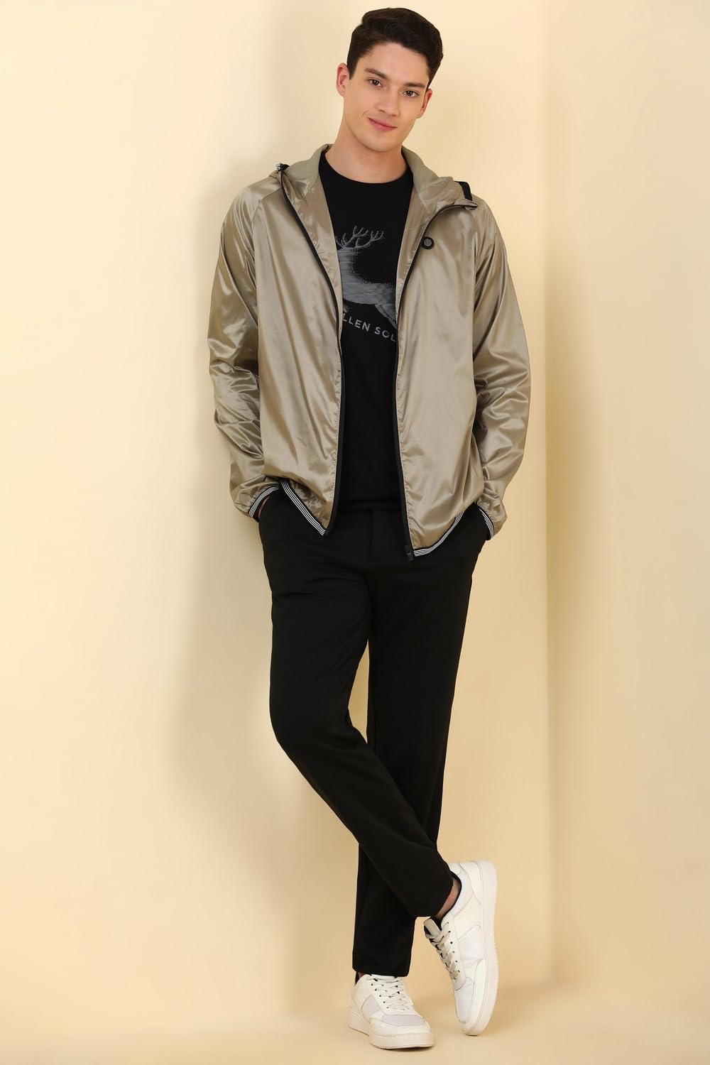 Allen Solly Men's A-Line Coat (ASJKLJBOF734329_Brown